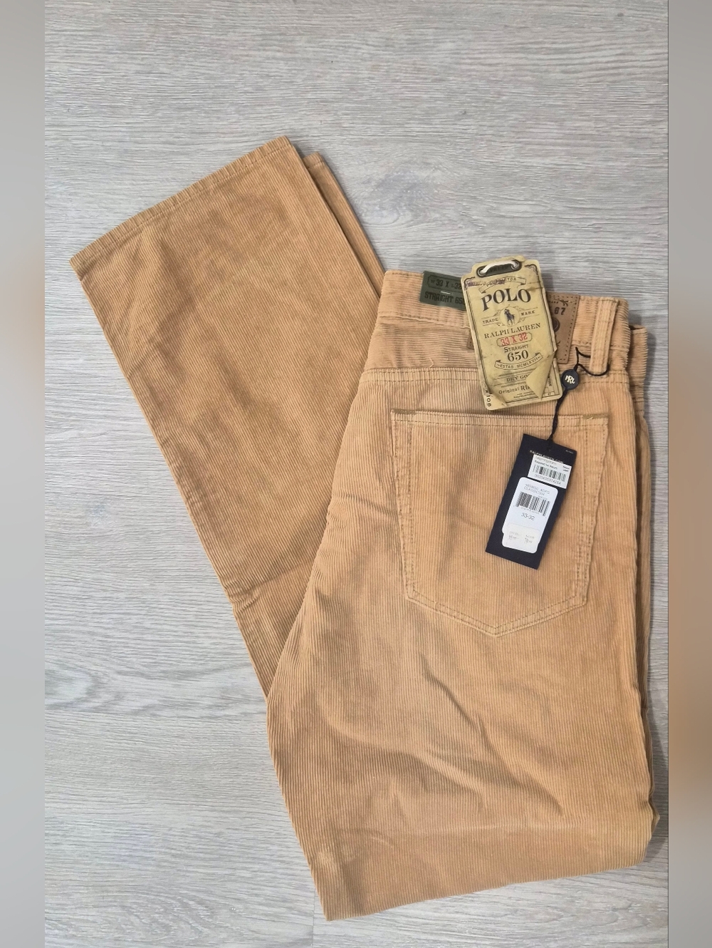 Ralph Lauren Men’s Corduroy Pants in Camel Tan - 33x32 - New With Tags